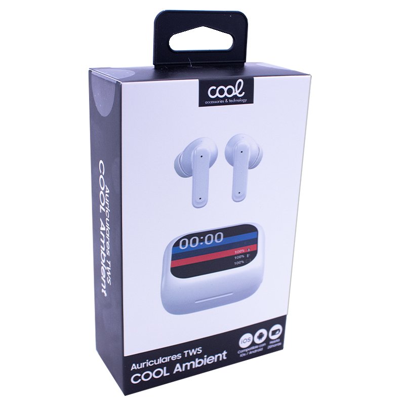 Écouteurs stéréo Bluetooth avec écran LCD Cool Ambient, blancs