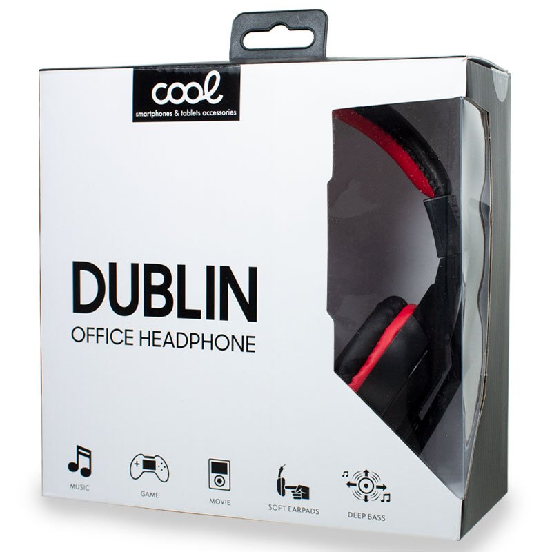 Casque stéréo de bureau Cool Dublin avec micro (noir-rouge)