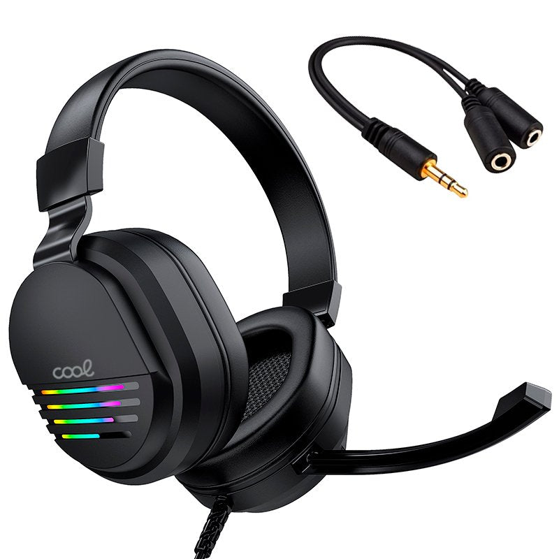 Casque de jeu stéréo Cool Nitro pour PC/PS4/PS5/Xbox avec adaptateurs audio et éclairage