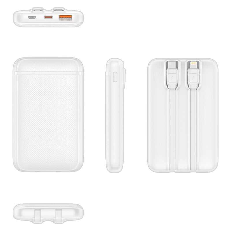 Batterie externe Power Bank 5000 mAh COOL (2 câbles : TYPE C / Lightning) Blanc