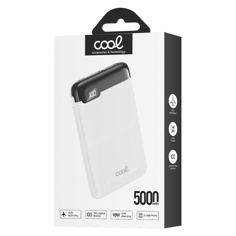 Batterie externe Power Bank 5000 mAh avec écran COOL 10 W Blanc