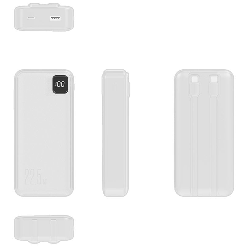 Batterie externe universelle 22,5 W 20 000 mAh (Type C / Lightning) Blanc froid