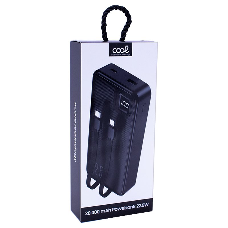 Batterie externe universelle 22,5 W 20 000 mAh (Type-C / Lightning) COOL Noir