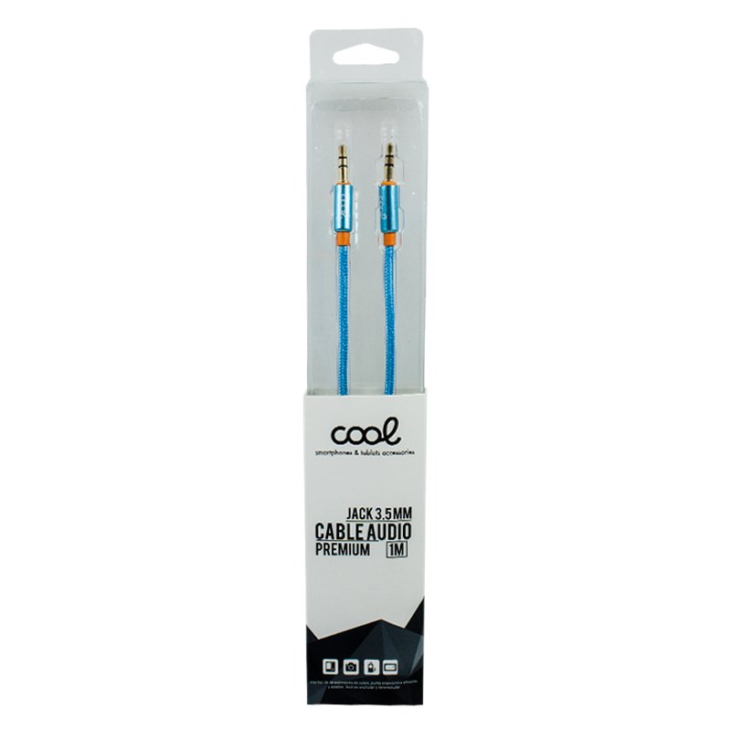Câble jack 3,5 mm vers jack 3,5 mm COOL Audio-Audio Nylon Bleu clair (1 m)