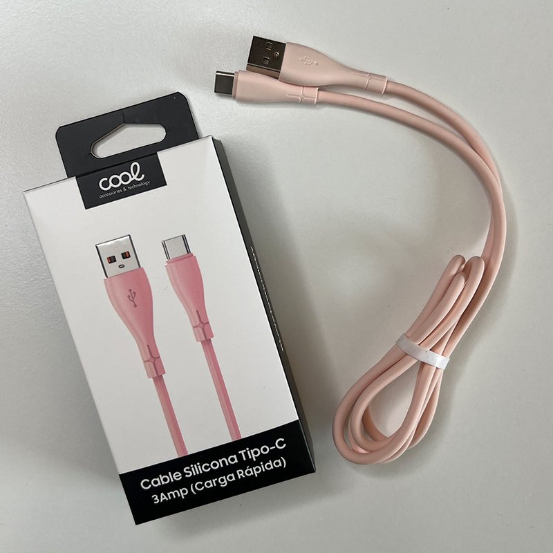 Câble USB COOL Universel Silicone Type C (1 mètre) Rose
