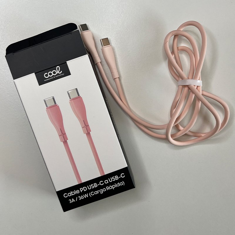 Câble USB universel en silicone COOL Type C vers Type C (1 mètre) Rose