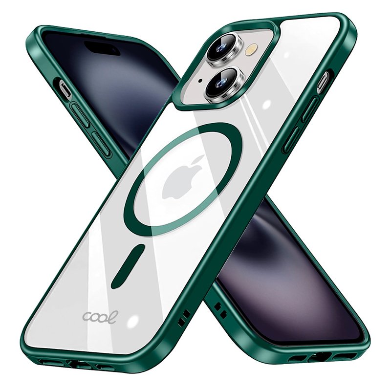 Coque magnétique pour iPhone 16 avec bord vert