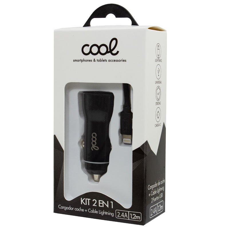 Chargeur de voiture iPhone / iPad Connexion Lightning (2 x USB) COOL