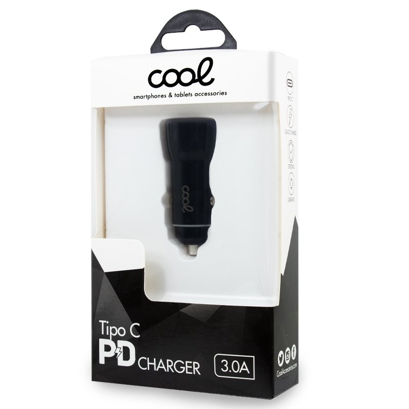 Chargeur de voiture universel Type C (PD) COOL (18 W) Noir