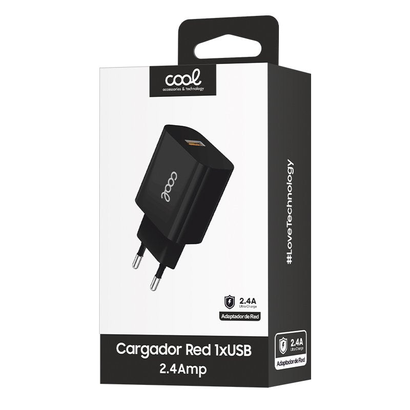 Adaptateur réseau universel COOL 1x USB (2,4 A) noir
