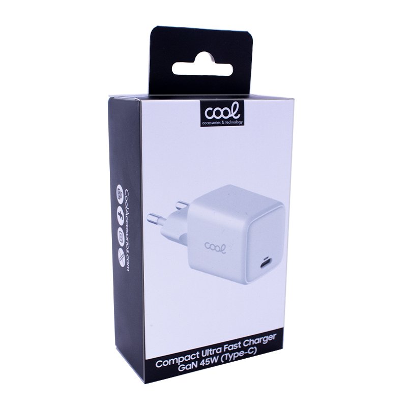 Chargeur universel ultra rapide (PD) Type-C COOL (45 W) GaN blanc