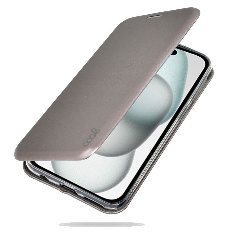 Étui à rabat tendance pour iPhone 15 Elegance Silver