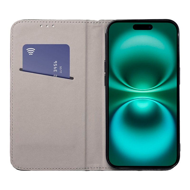 Étui à rabat tendance pour iPhone 16 Plus, noir uni