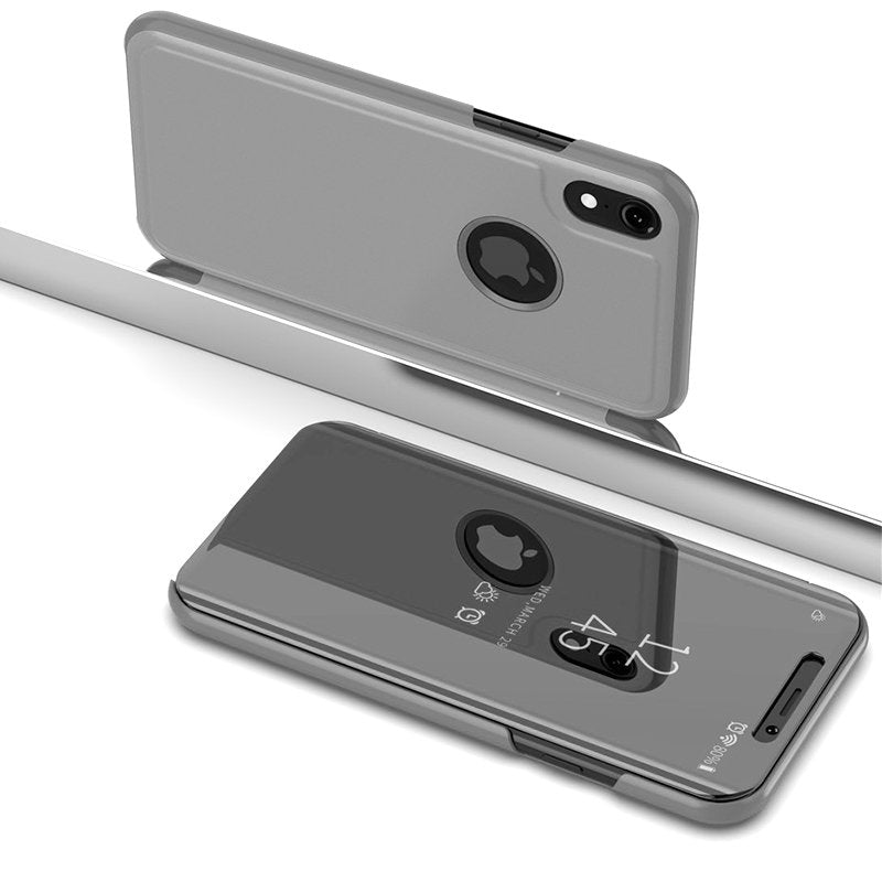 Étui à rabat transparent pour iPhone XS Max, argenté