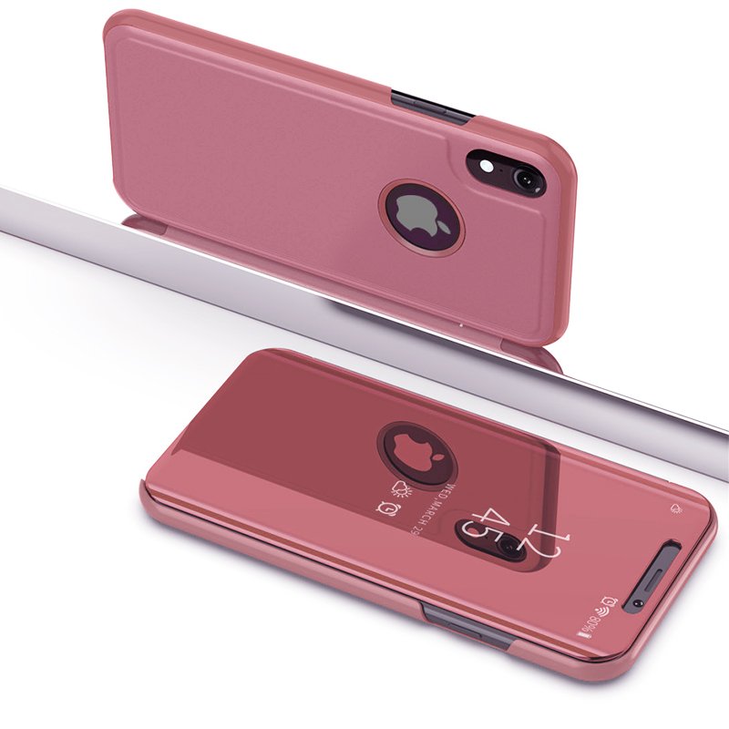 Étui à rabat transparent pour iPhone XS Max, rose