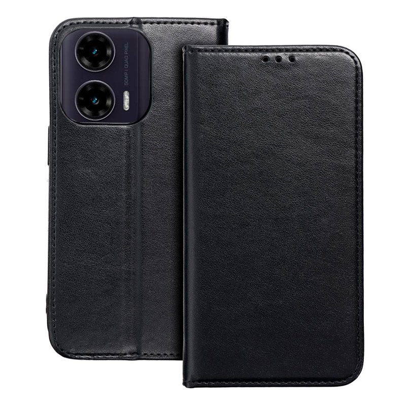 Étui à rabat tendance pour Motorola Moto G35 5G, noir uni