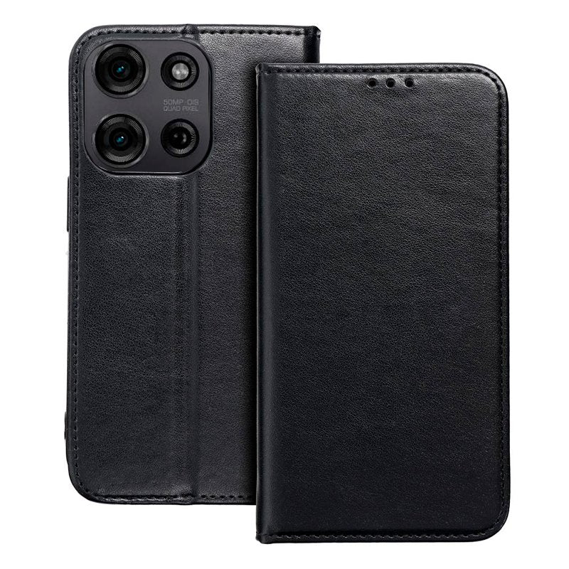 Étui à rabat tendance pour Motorola Moto G75 5G, noir uni