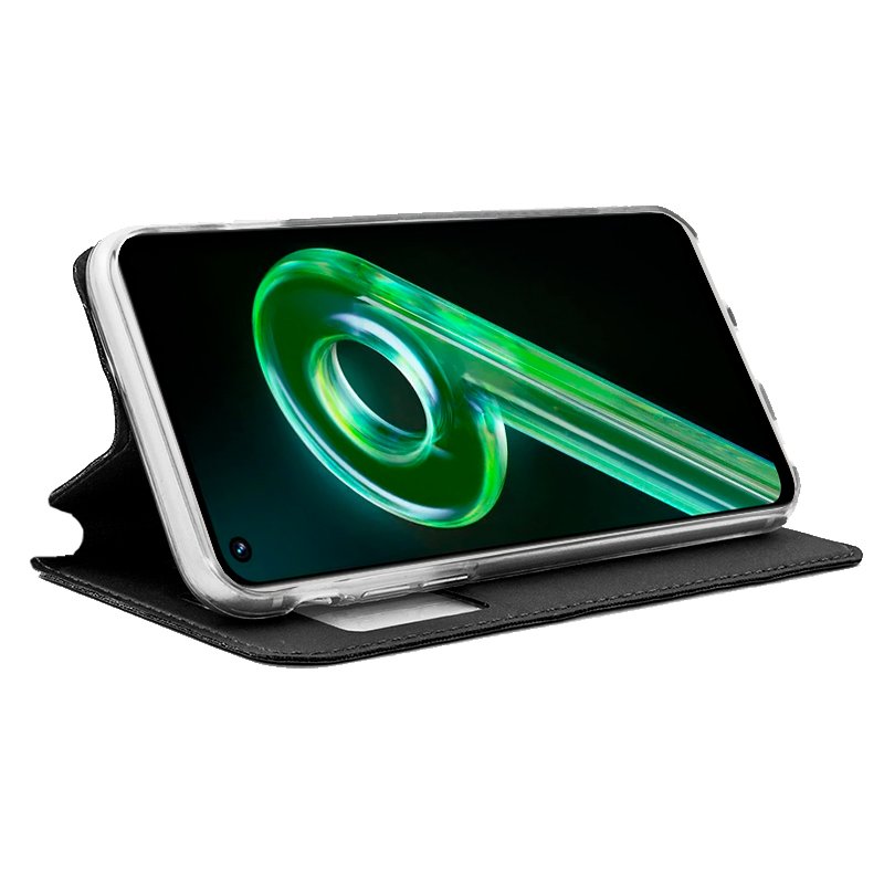 Étui à rabat tendance pour Realme 9 5G / 9 Pro, noir uni