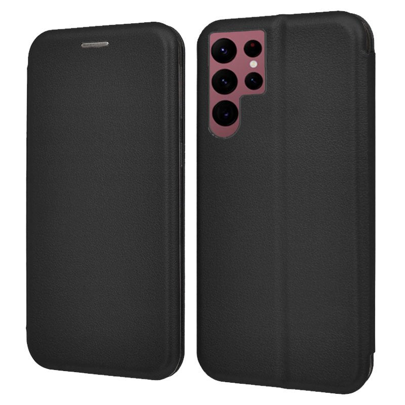 Étui à rabat élégant pour Samsung S908 et Galaxy S22 Ultra Elegance, noir