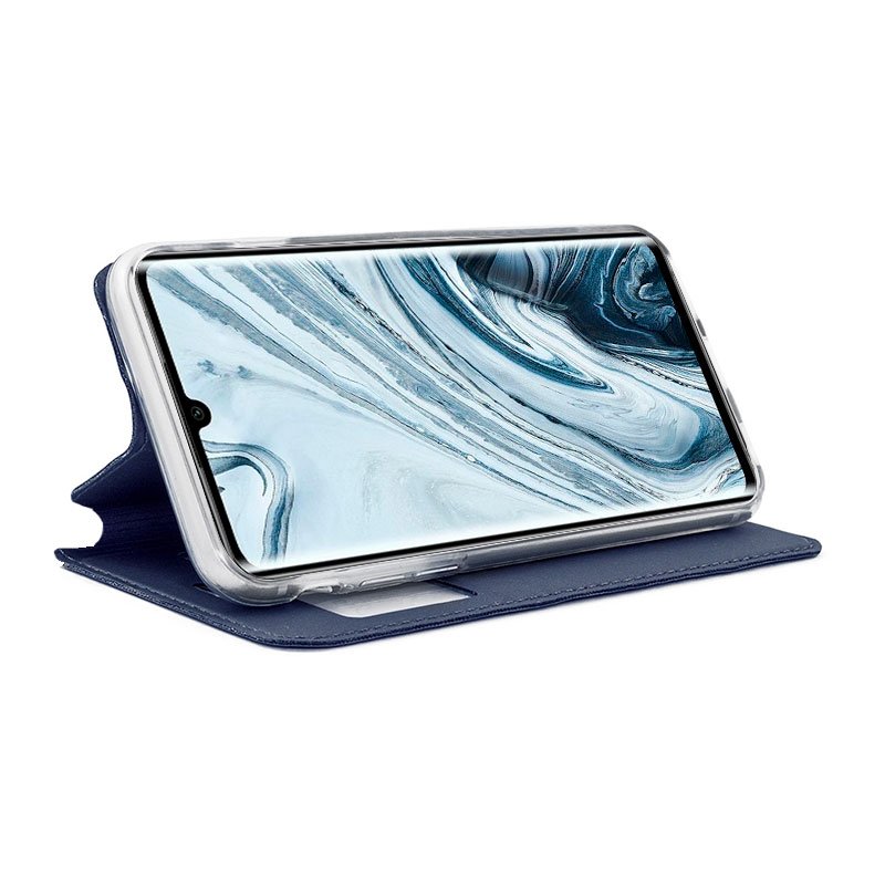 Étui à rabat tendance pour Xiaomi Mi Note 10 / Mi Note 10 Pro, bleu uni