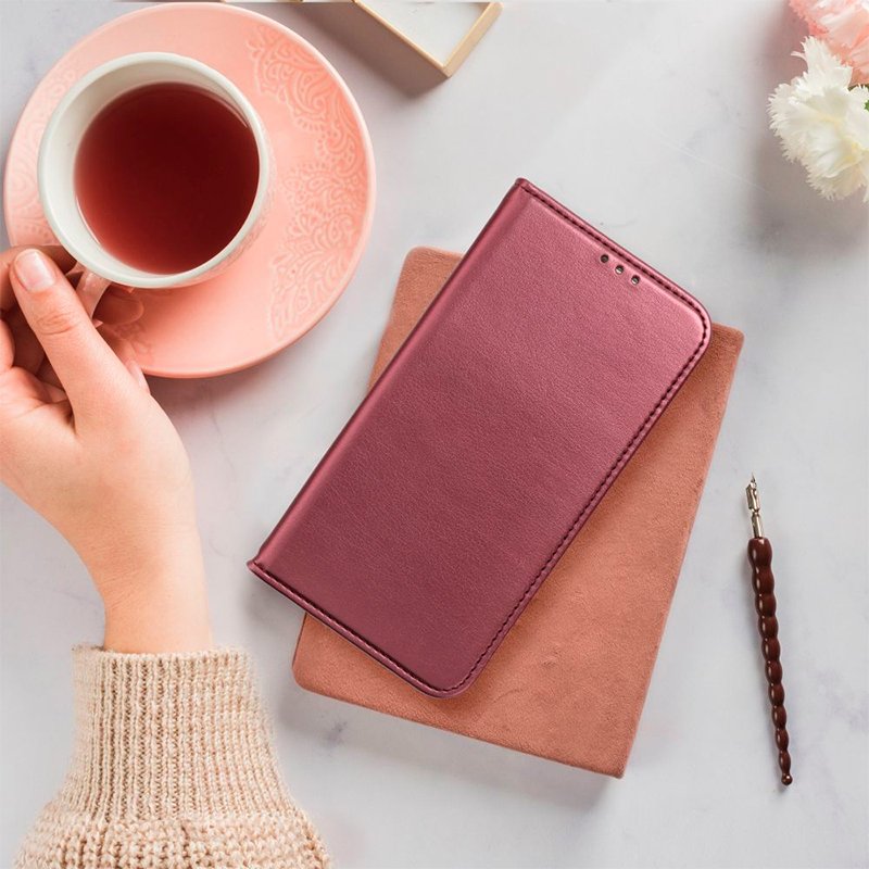 Étui à rabat tendance pour Xiaomi Redmi 13C / 13C 5G / Poco C65 Bordeaux uni