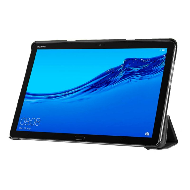 Étui en similicuir lisse noir pour Huawei Mediapad M5 Lite 10,1 pouces