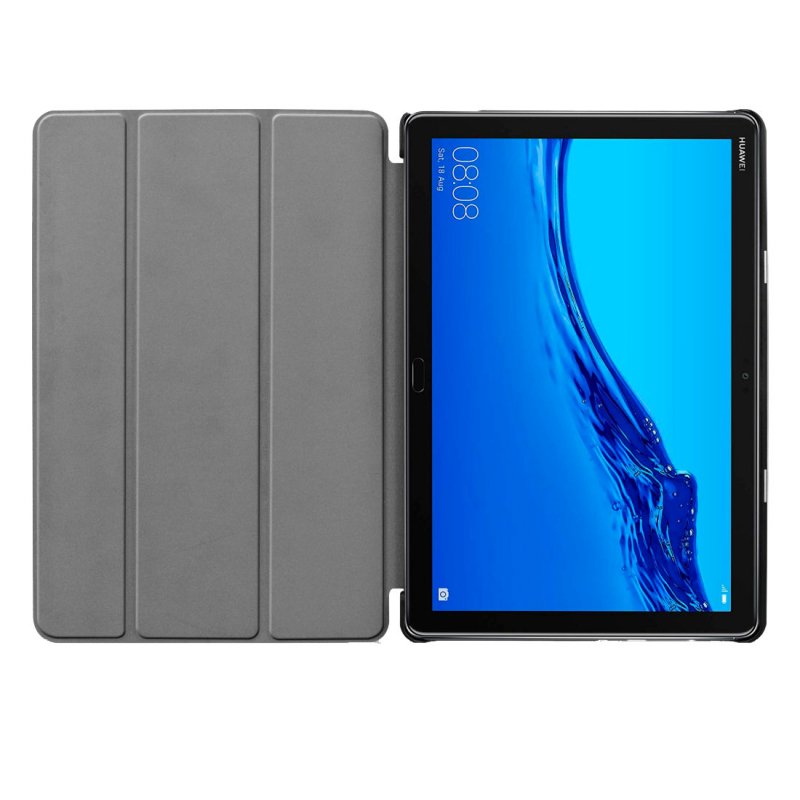 Étui en similicuir lisse noir pour Huawei Mediapad M5 Lite 10,1 pouces