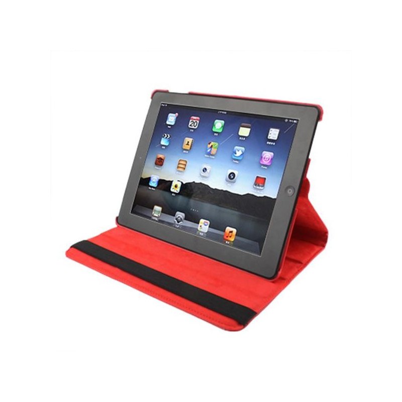 Étui rotatif en similicuir rouge pour iPad 2/iPad 3/4 (support)