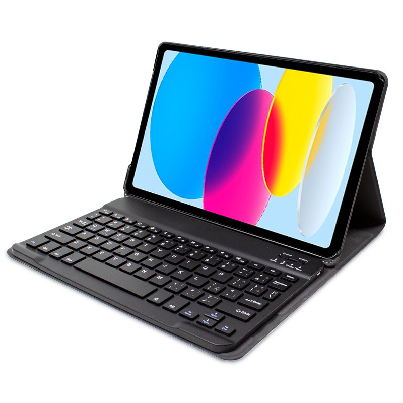 Étui Cool pour iPad (2022/2024) 10.9 (10e génération) / iPad 11 2025 (A16) en similicuir noir avec clavier Bluetooth