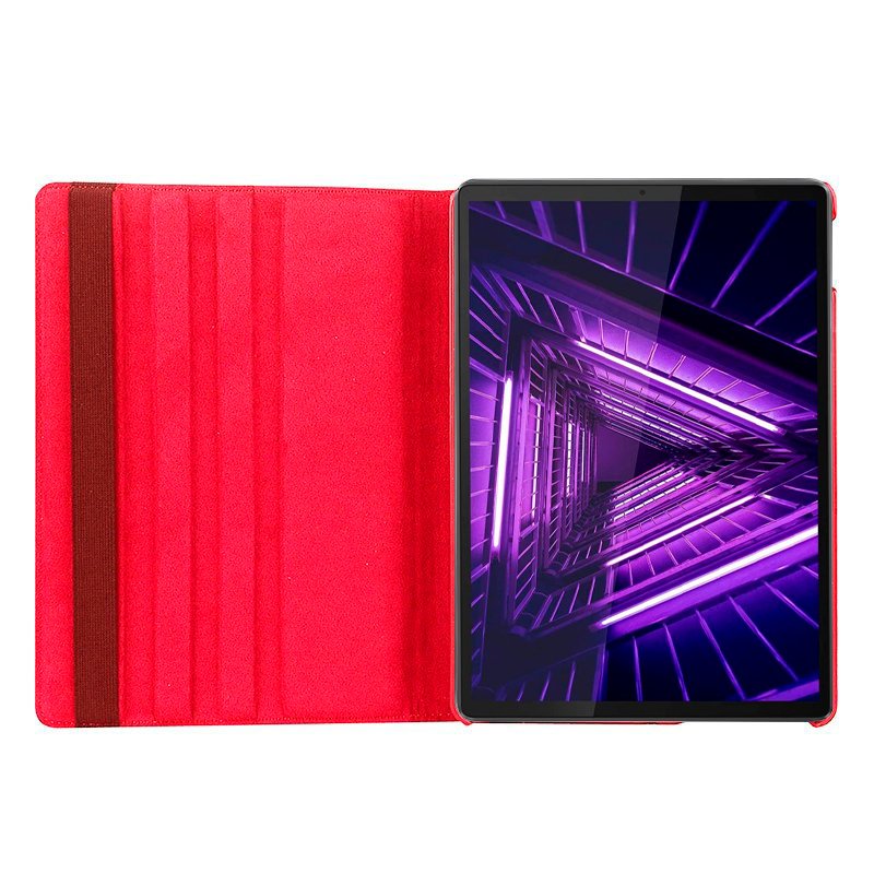 Étui tendance en cuir lisse rouge pour tablette Lenovo Tab M10 Plus / FHD Plus 2e génération / Tab K10 10,3 pouces