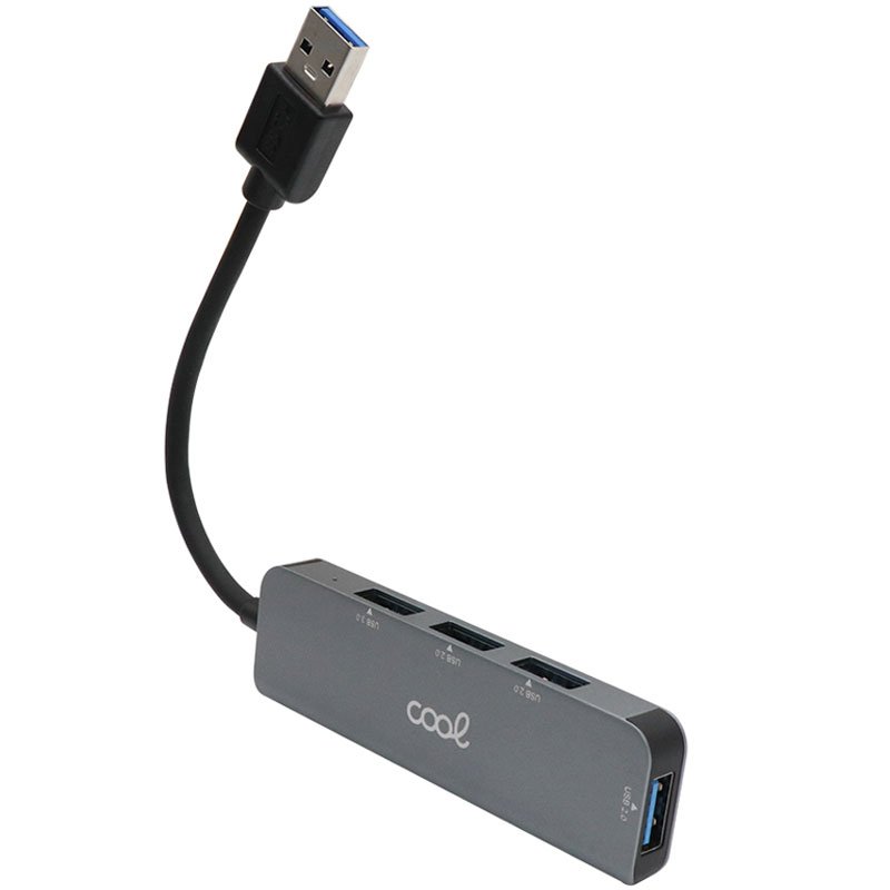Hub USB universel COOL 4 ports USB (2.0 / 3.0) Gris aluminium