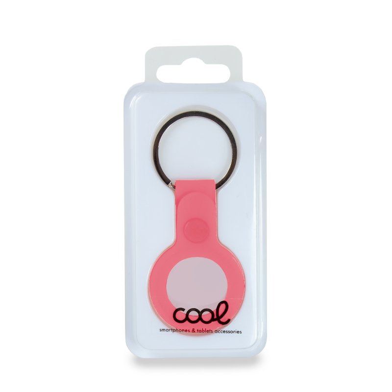 Porte-clés de protection Cool compatible avec AirTag en silicone rose