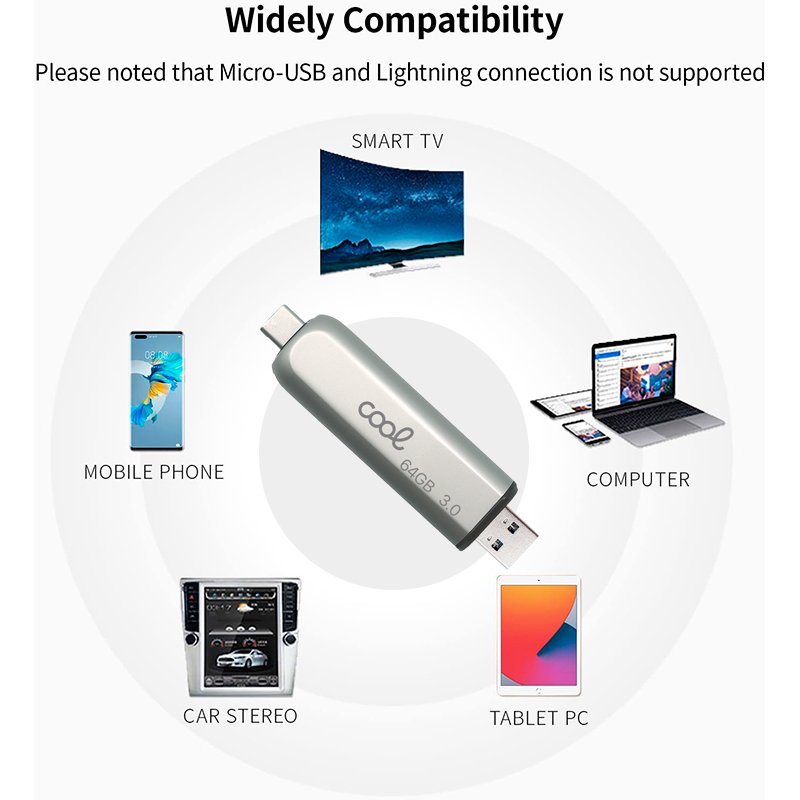 Clé USB 512 Go 3.0 Cool Type-C / USB (2 en 1)