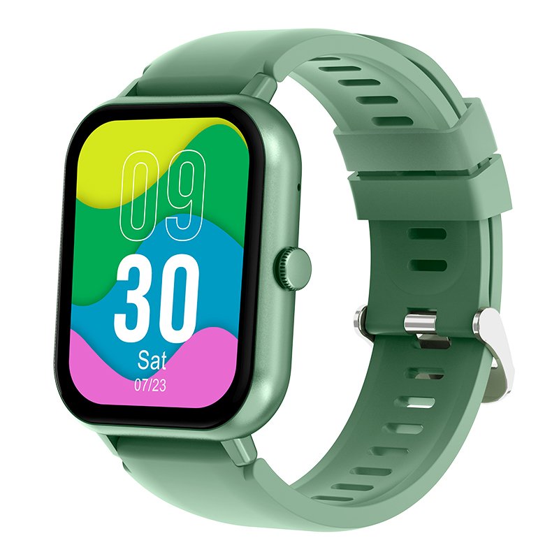 Montre connectée COOL en silicone vert forêt (appels, santé, sport)
