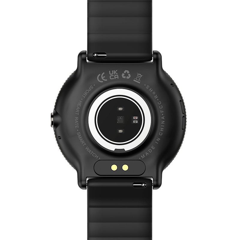 Montre connectée Cool AMOLED en silicone noir (appels, santé, sport)