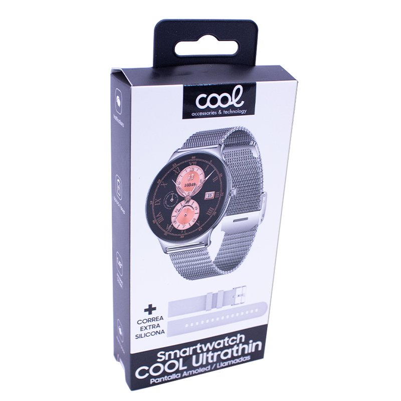 Montre connectée Cool Ultrafine + 2 bracelets (Amoled, appels, Ultrafine) Gris