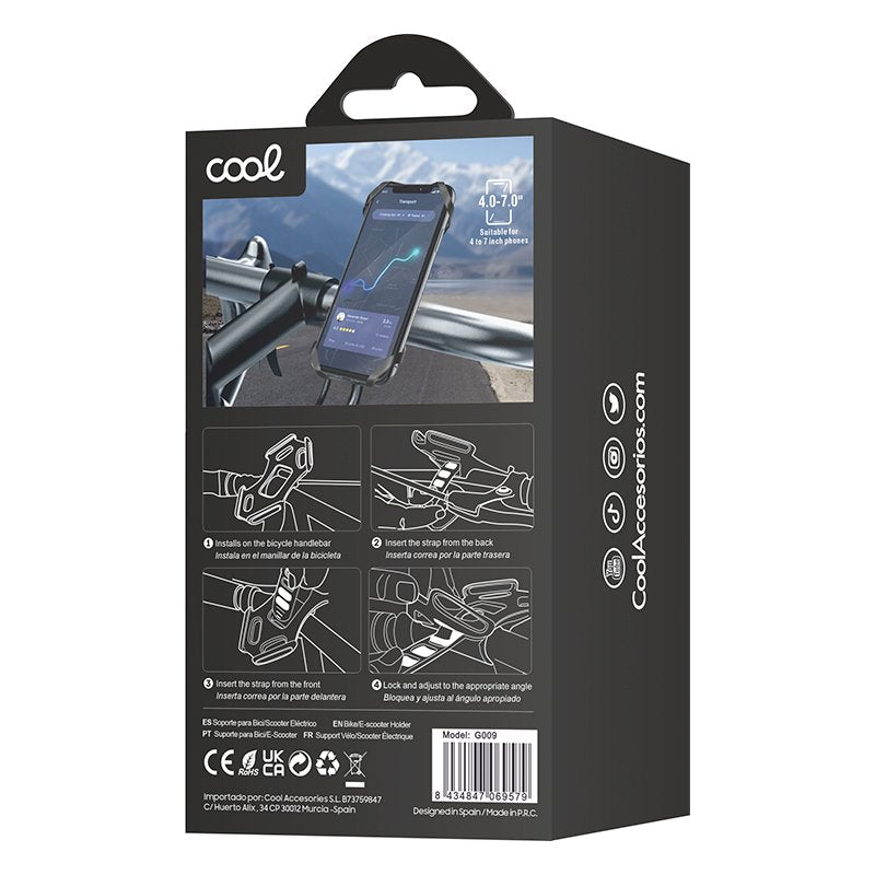 Support de guidon universel COOL pour scooter/vélo/moto 4-7 pouces