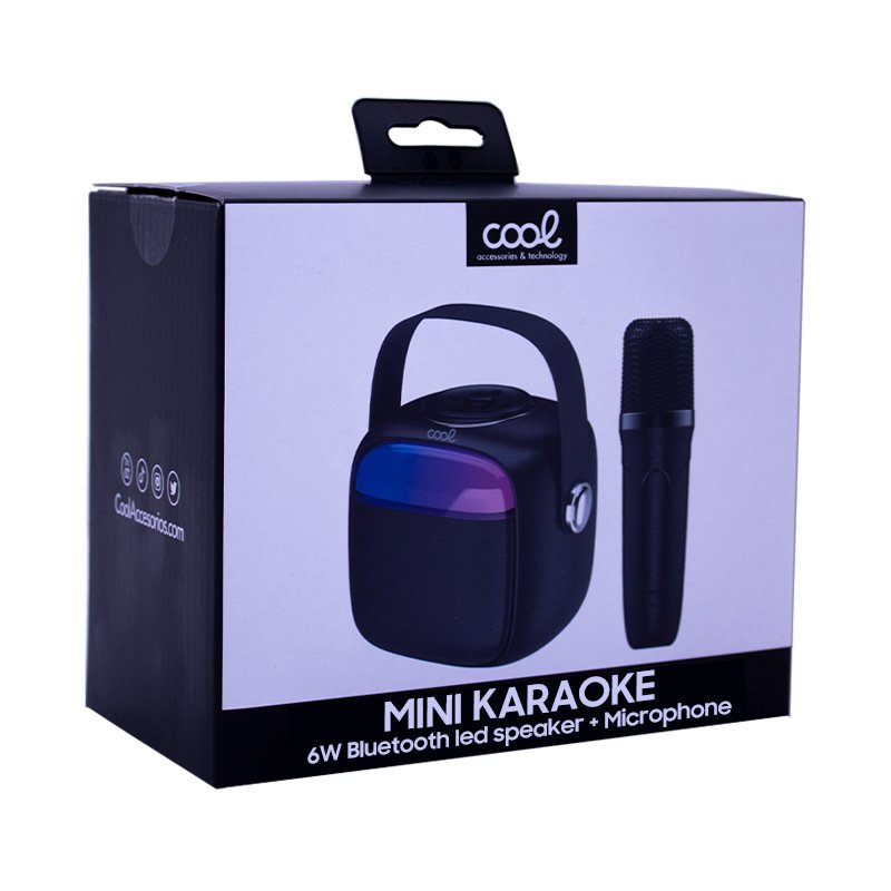 Enceinte Bluetooth universelle 6 W, mini karaoké + 1 microphone, noire