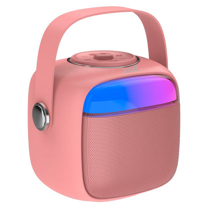 Enceinte Bluetooth universelle 6 W, mini karaoké + 1 microphone, rose