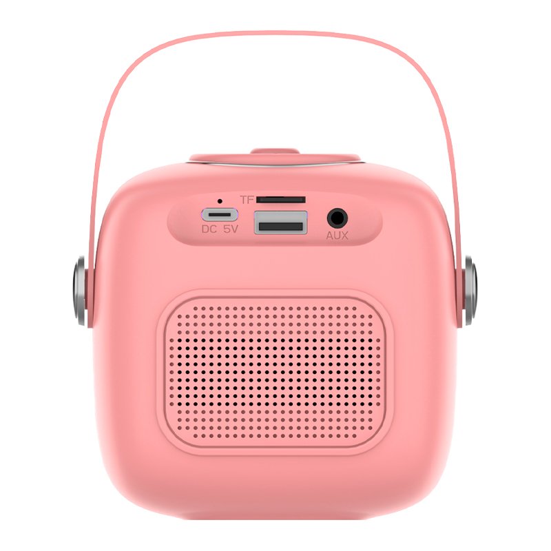 Enceinte Bluetooth universelle 6 W, mini karaoké + 1 microphone, rose