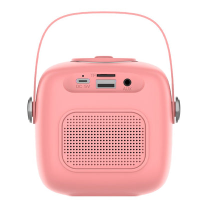 Enceinte Bluetooth universelle 6 W, mini karaoké + 1 microphone, rose