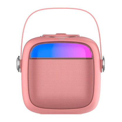 Enceinte Bluetooth universelle 6 W, mini karaoké + 1 microphone, rose
