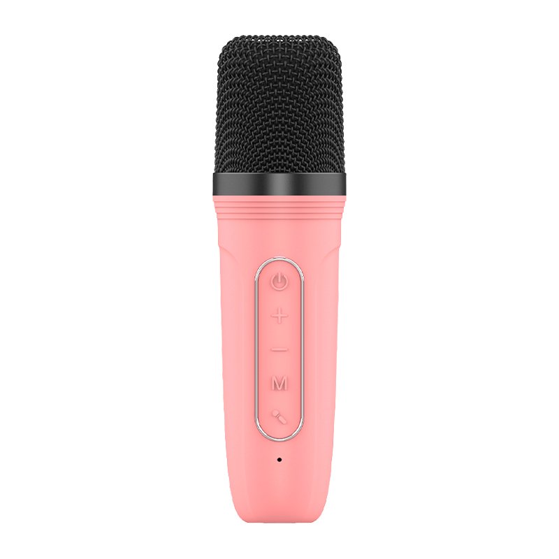 Enceinte Bluetooth universelle 6 W, mini karaoké + 1 microphone, rose