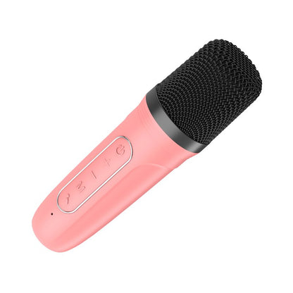 Enceinte Bluetooth universelle 6 W, mini karaoké + 1 microphone, rose