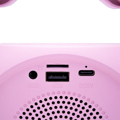 Enceinte Bluetooth universelle 6 W, mini karaoké, fête, 2 microphones, rose