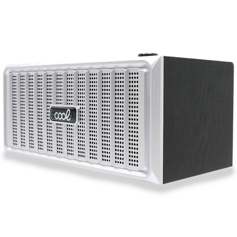 Enceinte Bluetooth universelle de marque COOL Retro (20 W) Noir Bois Façade argentée
