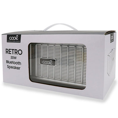 Enceinte Bluetooth universelle de marque COOL Retro (20 W) Noir Bois Façade argentée