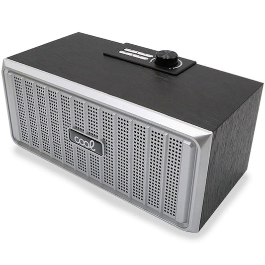 Enceinte Bluetooth universelle de marque COOL Retro (20 W) Noir Bois Façade argentée