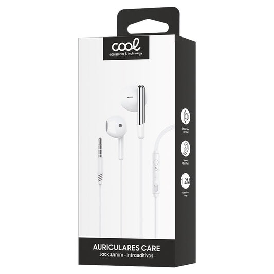 Casque stéréo 3,5 mm avec microphone COOL Care, blanc