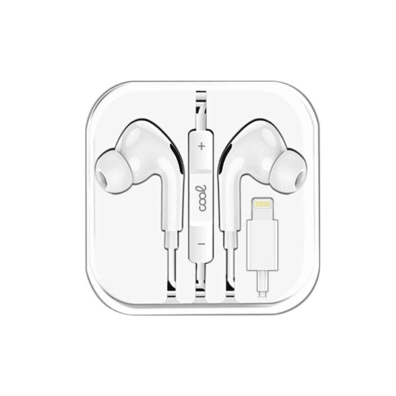 Casque stéréo blanc Cool avec microphone pour iPhone - Caoutchouc intra-auriculaire (Bluetooth Lightning)